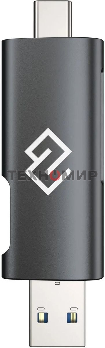 Кард-ридер Digma CR-СU2520-G/серый/SD/TF/micro-SD/micro-SDXC/miсro-SDHC/USB 2.0/Type-C/алюминий