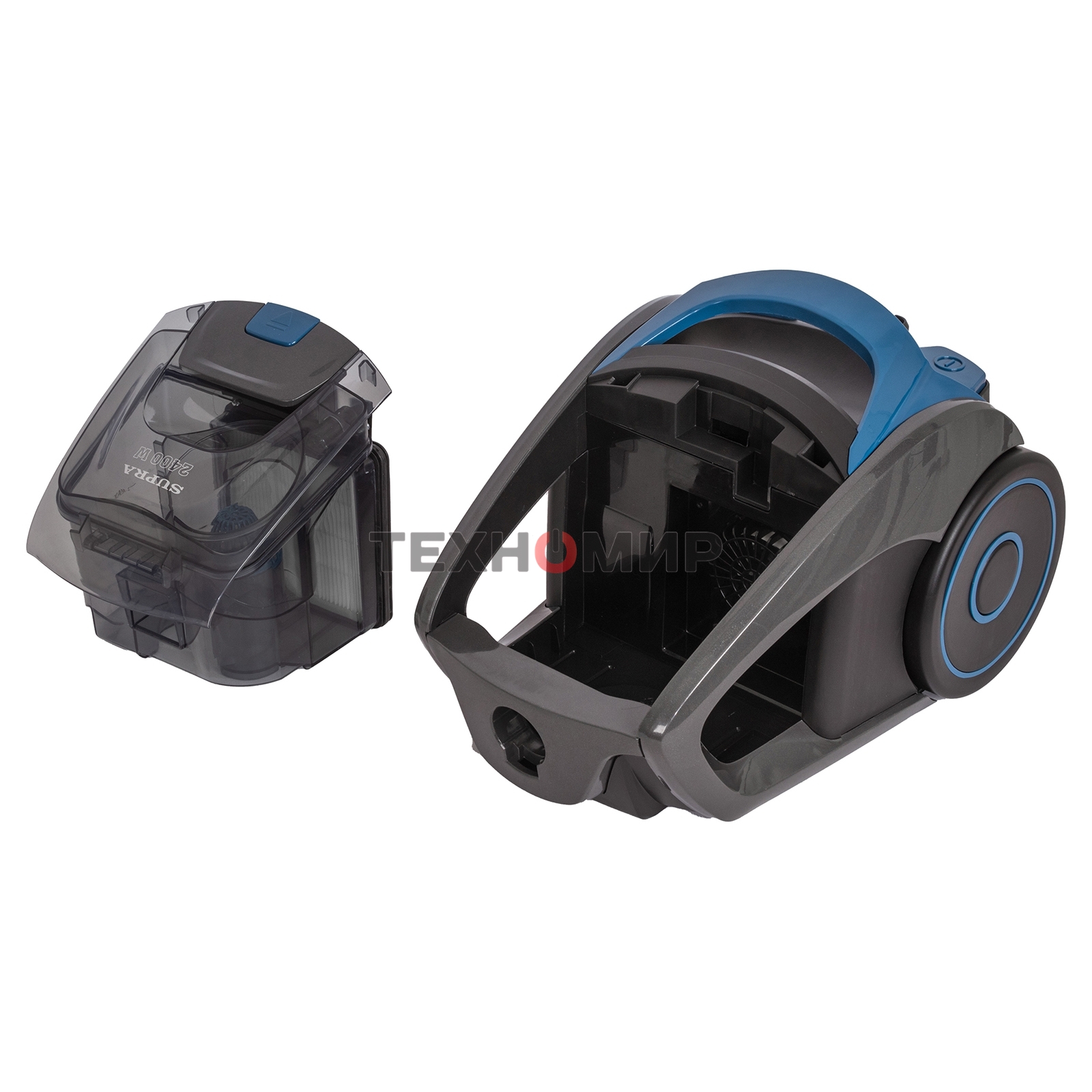 Пылесос SUPRA VCS-2400 серый/синий, 380/2400 Вт, уборка сухая, пылесборник контейнер 2 л