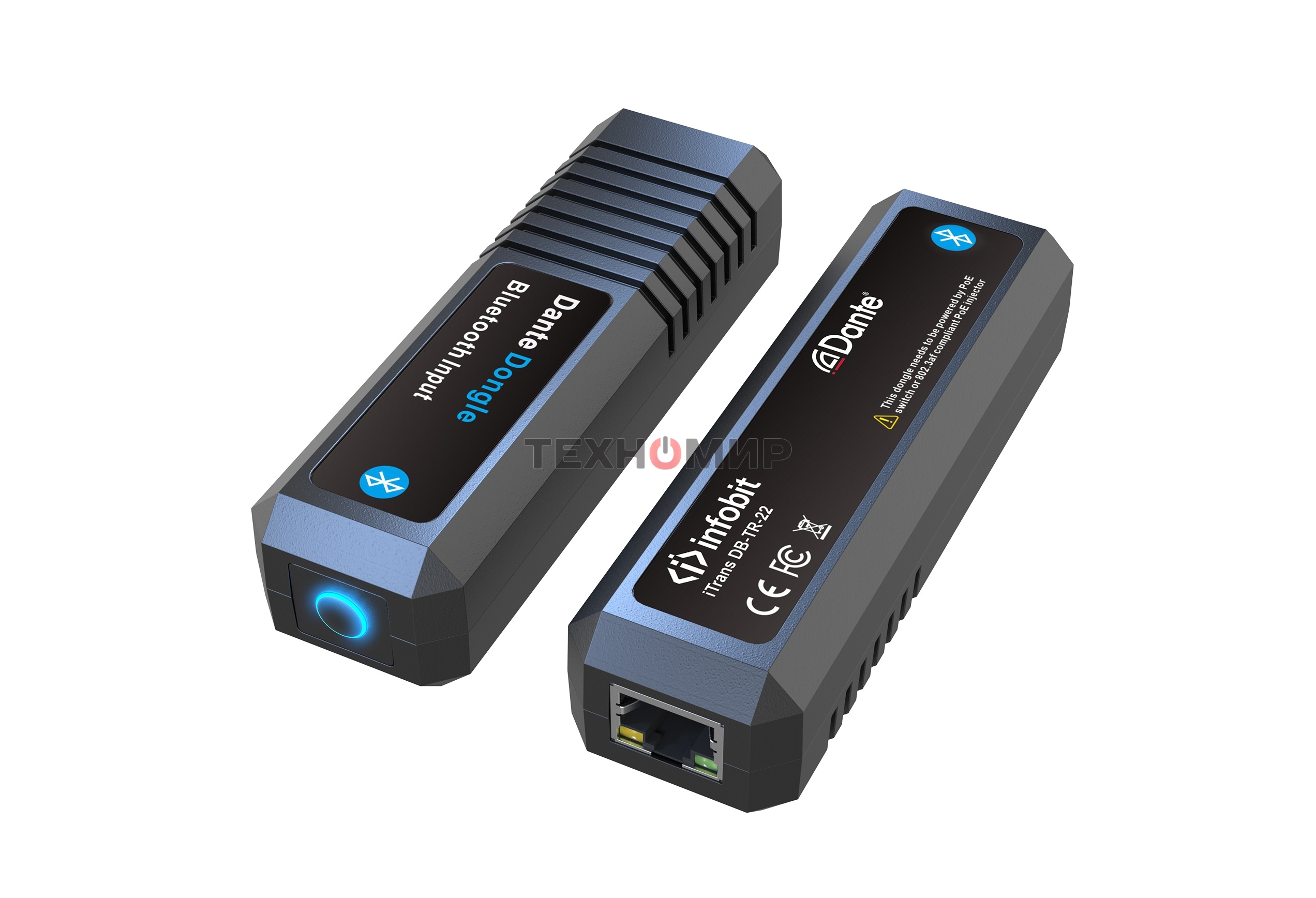 Конвертер Infobit [iTrans DB-TR-22] (приемник/передатчик) аудиоинтерфейс Dante - Bluetooth 5.0 (2X2), Питание PoE.