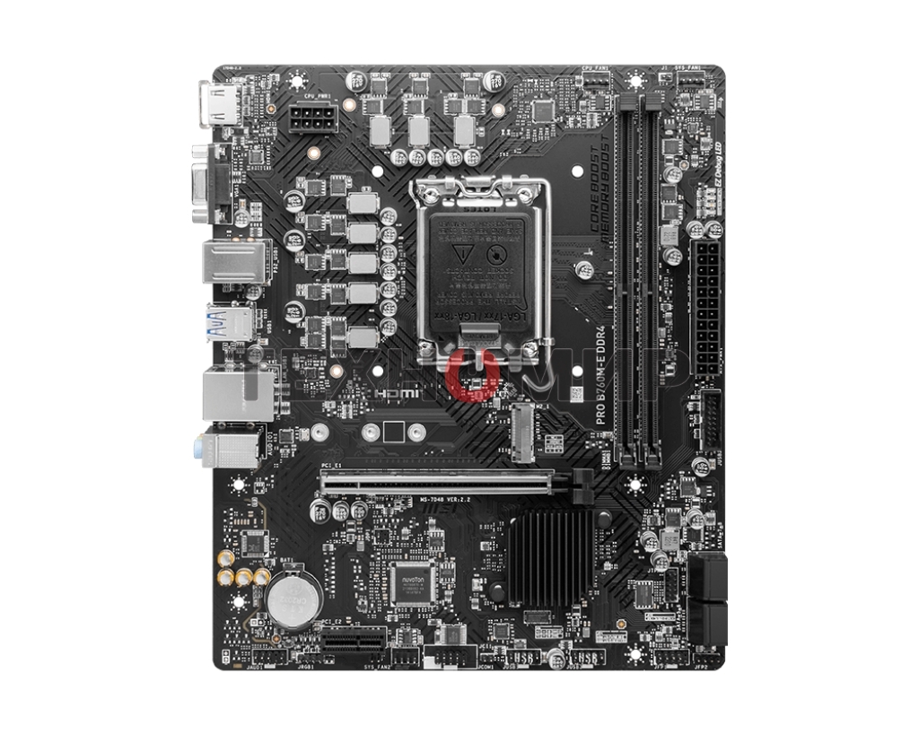Материнская плата MSI PRO B760M-E DDR4, LGA 1700, Intel B760, 2xDDR4, 4xSATA, 1xM.2, 1xPCIe 4.0 x16, 1xPCIe 4.0 x1, 1xHDMI, 1xVGA, 1x1Gb LAN, 2xUSB-A 3.2 Gen 1, 4xUSB-A 2.0, 3x3.5 мм, 7.1, mATX