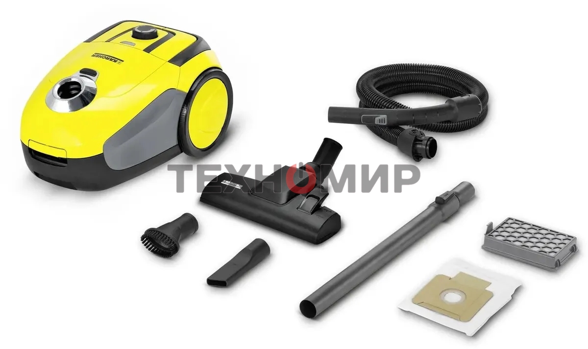 Пылесос Karcher VC2 желтый, 700 Вт, уборка сухая, пылесборник мешок 2,8 л