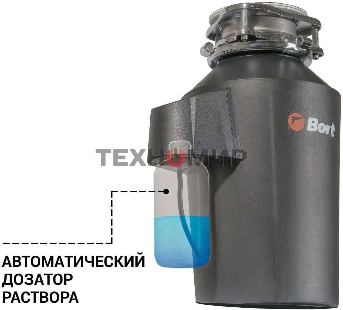 Измельчитель пищевых отходов Bort Alligator Green 750Вт черный