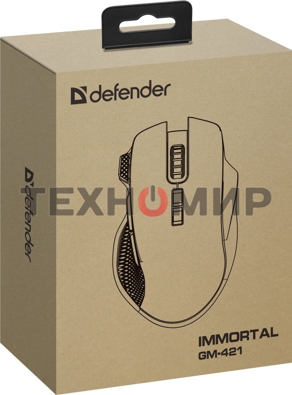 Мышь беспроводная/проводная Defender Immortal GM-421 черный, 10000 dpi, радиоканал, Bluetooth, USB, кнопки - 9
