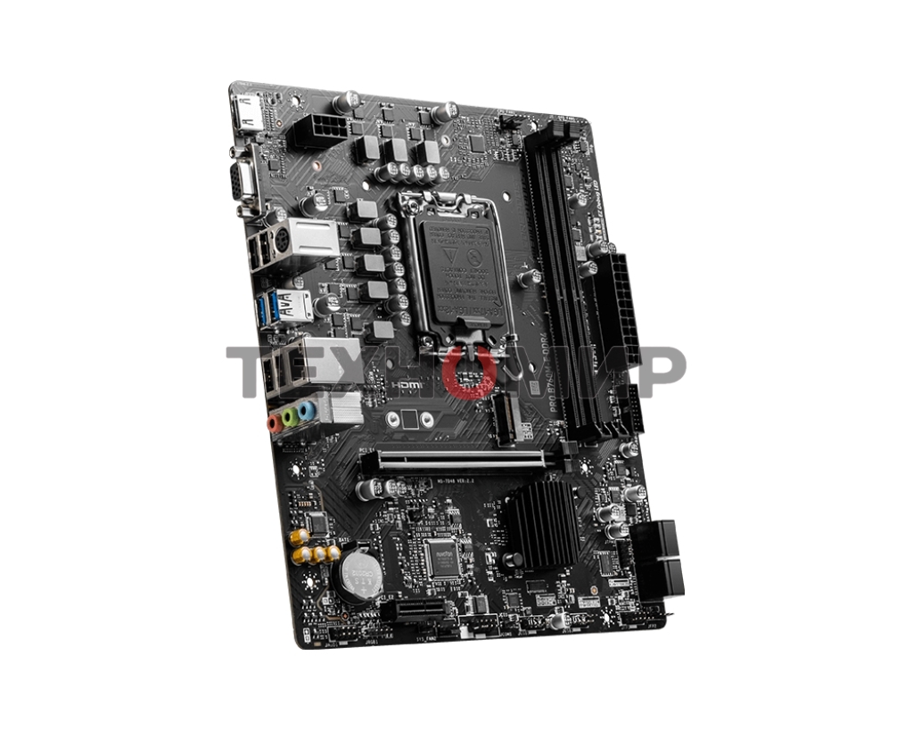 Материнская плата MSI PRO B760M-E DDR4, LGA 1700, Intel B760, 2xDDR4, 4xSATA, 1xM.2, 1xPCIe 4.0 x16, 1xPCIe 4.0 x1, 1xHDMI, 1xVGA, 1x1Gb LAN, 2xUSB-A 3.2 Gen 1, 4xUSB-A 2.0, 3x3.5 мм, 7.1, mATX