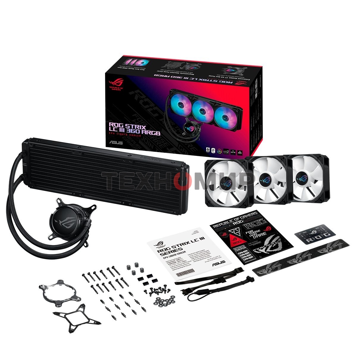 Система жидкостного охлаждения ASUS ROG STRIX LC III 360 ARGb 90RC00T1-M0UAY0 черный 120мм алюминий, 2200 об/мин, 36 дБ, 4 pin