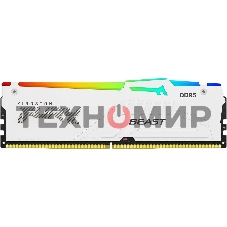 Оперативная память Kingston Fury Beast, DDR5, 16Gb (1x16GB), 5200MHz, CL40, DIMM, с радиатором, RGB, белый