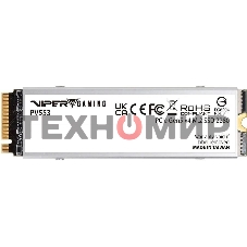 Накопитель SSD Patriot Viper PV553, 1Tb, PCIe 5.0 x4, M.2 2280, NVMe, R/W 11700/9500, активное охлаждение