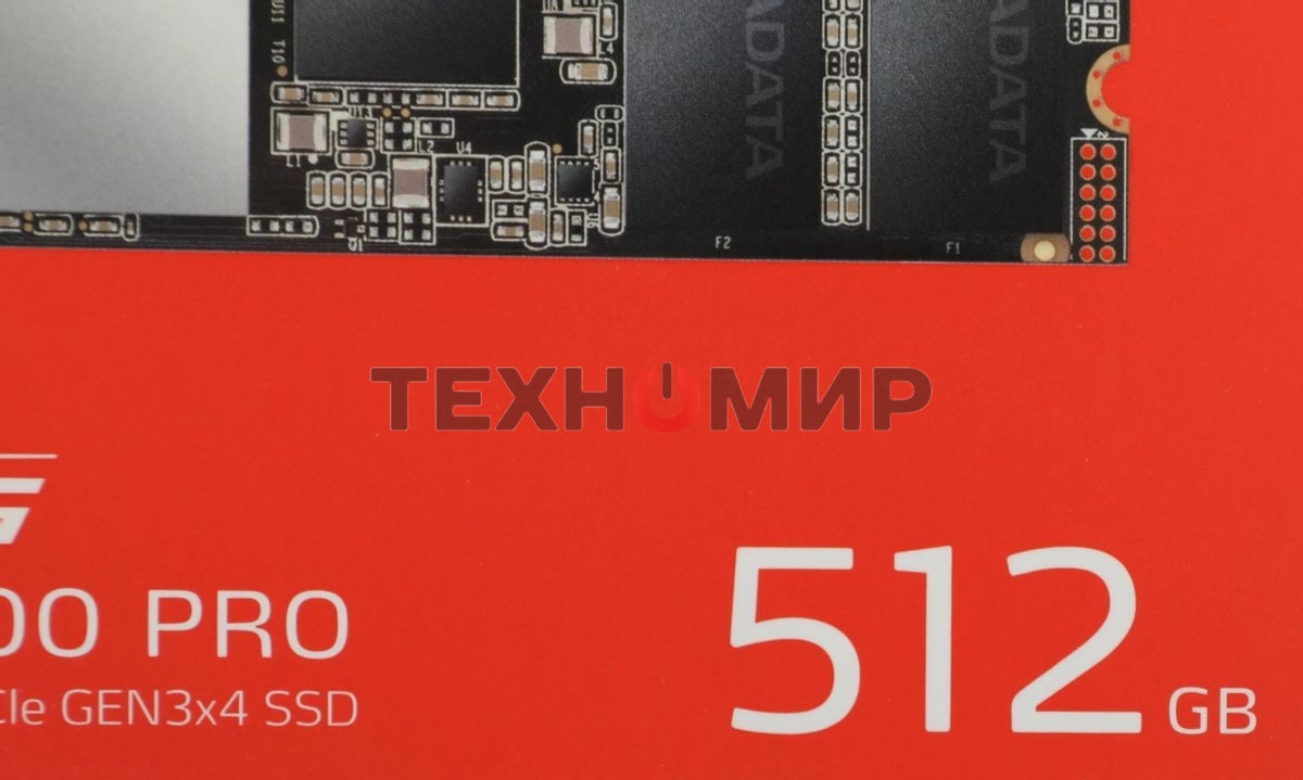 Накопитель SSD XPG SX8200 Pro, 512 Gb, PCIe 3.0 x4, M.2 2280, NVMe, R/W 3350/2350, с радиатором