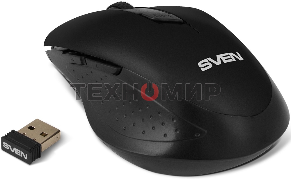 Мышь беспроводная SVEN RX-425W черный, 1600 dpi, радиоканал, USB, кнопки - 6