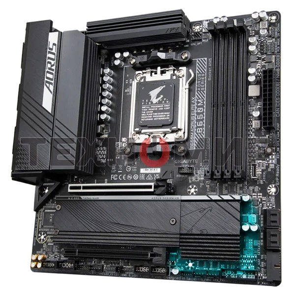 Материнская плата Gigabyte B650M AORUS ELITE AX, AM5, AMD B650, 4xDDR5, 4xSATA, 2xM.2, 1xPCI-E 5.0 x4, 1xPCI-E 4.0 x16, 1xHDMI, 1xDP, 1x 2.5Gb LAN, 4xUSB-A 2.0, 5xUSB-A 3.2 Gen 1, 2xUSB-A 3.2 Gen 2, 1xUSB-C 3.2 Gen 2, 2x3.5 мм, 7.1, Micro-ATX