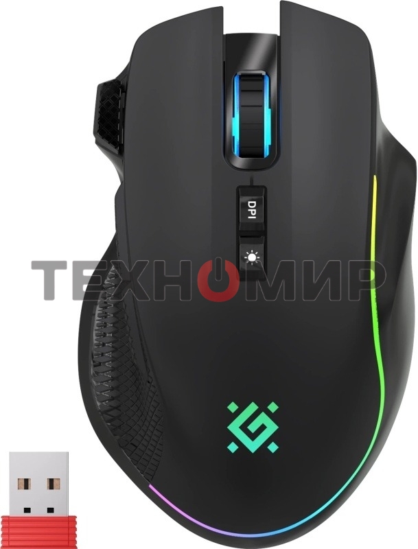 Мышь беспроводная/проводная Defender Immortal GM-421 черный, 10000 dpi, радиоканал, Bluetooth, USB, кнопки - 9