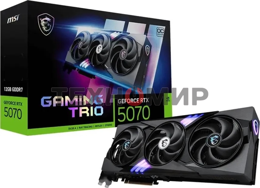 Видеокарта MSI RTX 5070 GAMING TRIO OC 12Gb GDDR7 192bit 3xDP HDMI 3FAN RTL
