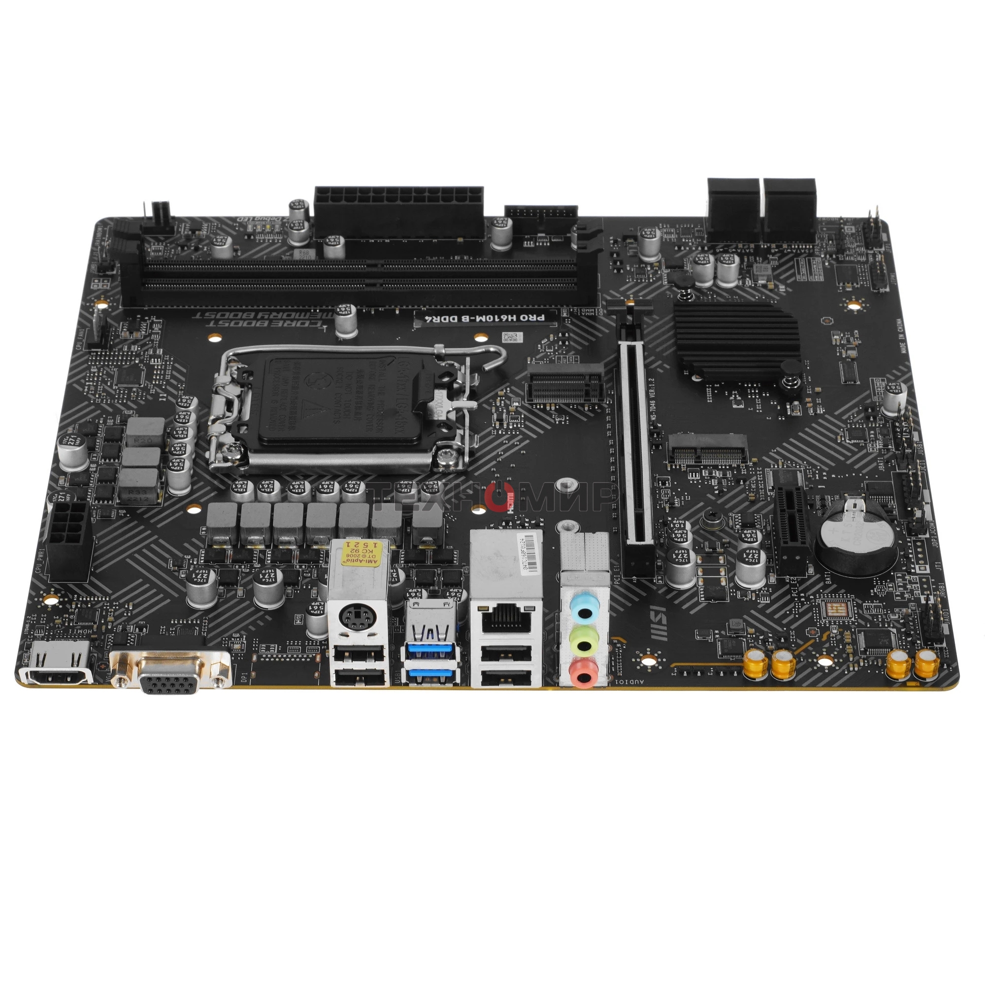 Материнская плата MSI PRO H610M-B, LGA1700, Intel H610, 2xDDR5, 4xSATA, 1xM.2, 1xPCIe 4.0 x16, 1xPCIe x1, 1xHDMI, 1xDP, 1x1Gb LAN, 2xUSB 3.2 Gen 1, 4xUSB 2.0, 3x3.5 мм, 7.1, micro-ATX