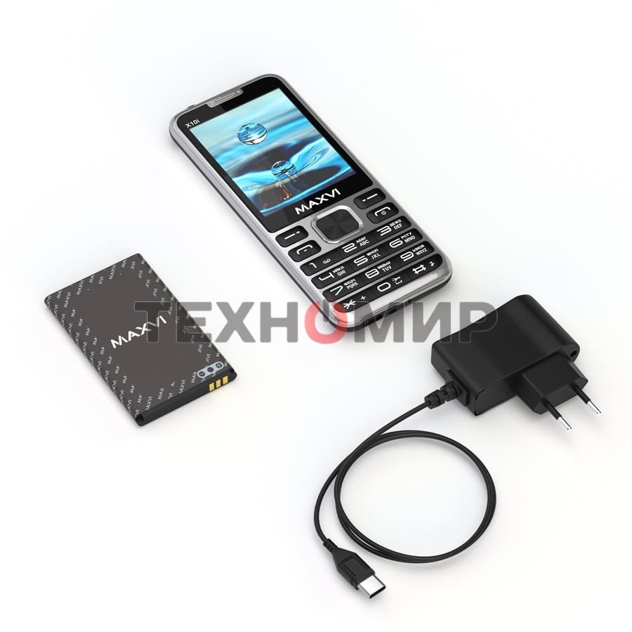 Мобильный телефон Maxvi X10i серебристый металлик