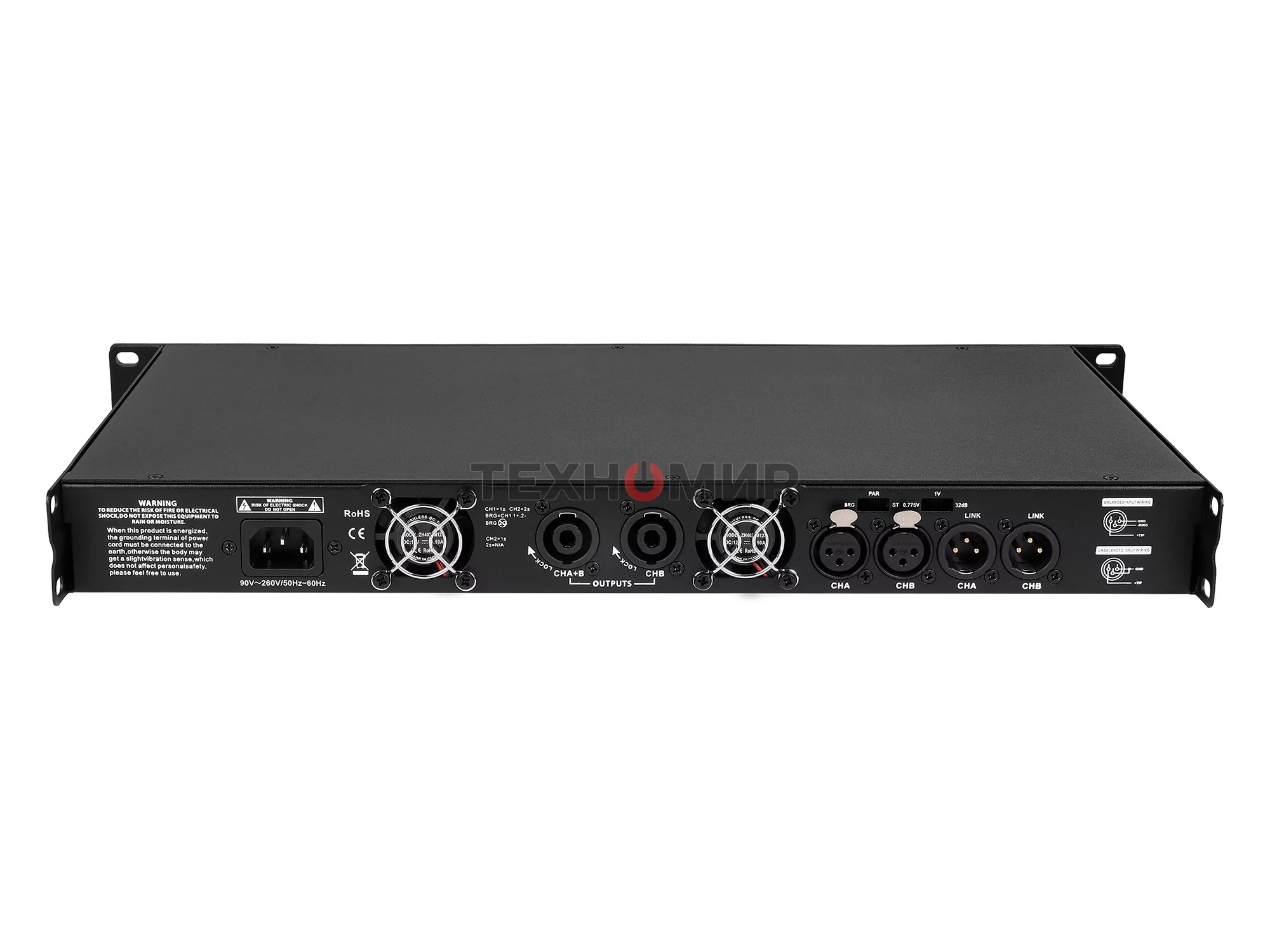 Усилитель Intrend ALS 2500 Двухканальный, 2х500Вт/8Ом, 2х800Вт/4Ом, 2х1100Вт/2Ом, 1х1600Вт/8Ом, 1х2200Вт/4Ом