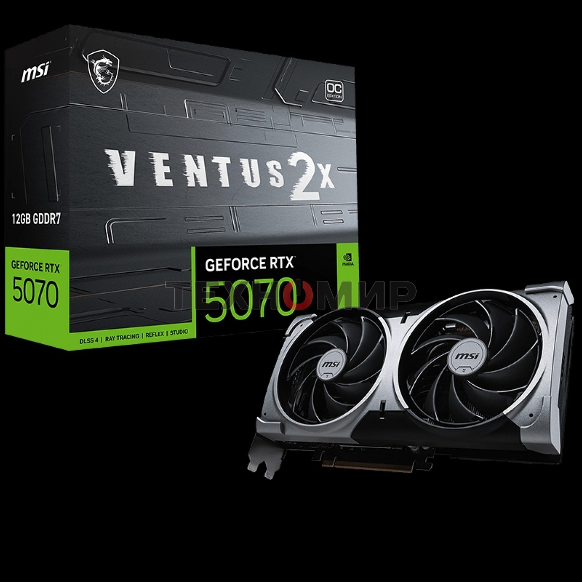 Видеокарта MSI RTX 5070 12G VENTUS 2X OC RTX 5070 PCI-E 5.0 GDDR7 2542/28000 HDMIx1 DPx3 HDCP Ret