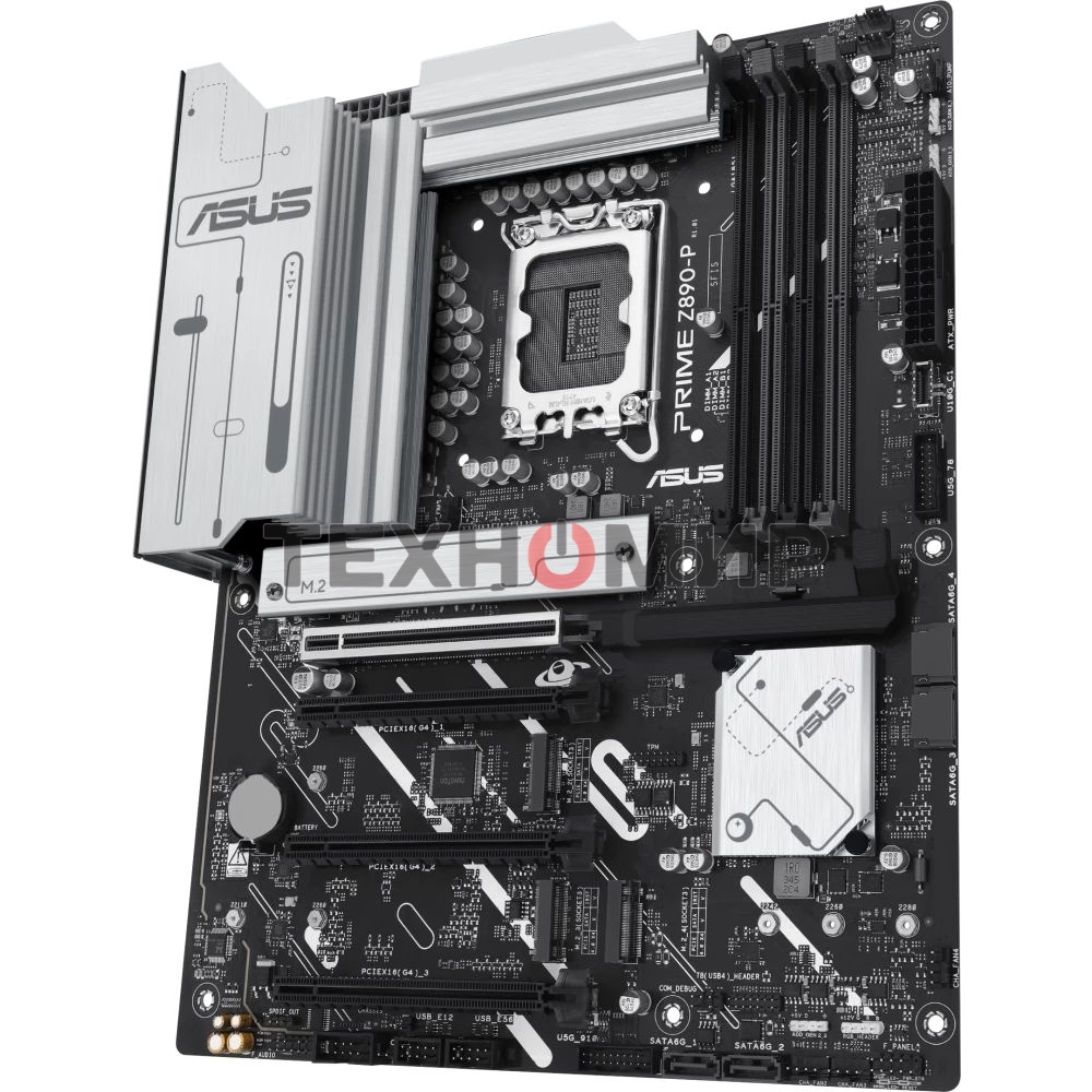 Материнская плата ASUS PRIME Z890-P, LGA 1851, Intel Z890, 4xDDR5, 4xSATA, 4xM.2, 1xPCIe 5.0 x16, 2xPCIe 4.0 x4, 1xPCIe 4.0 x1, 1xHDMI, 1xDP, 1xUSB-C (видеовыход), 1x 2.5Gb LAN, 4xUSB-A 2.0, 2xUSB-A 3.2 Gen 1, 1xUSB-A 3.2 Gen 2, 1xUSB-C 3.2 Gen 2x2, 3x3.5
