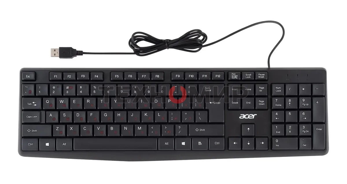 Клавиатура проводная Acer OKW121 (ZL.KBDEE.00B), USB, черный
