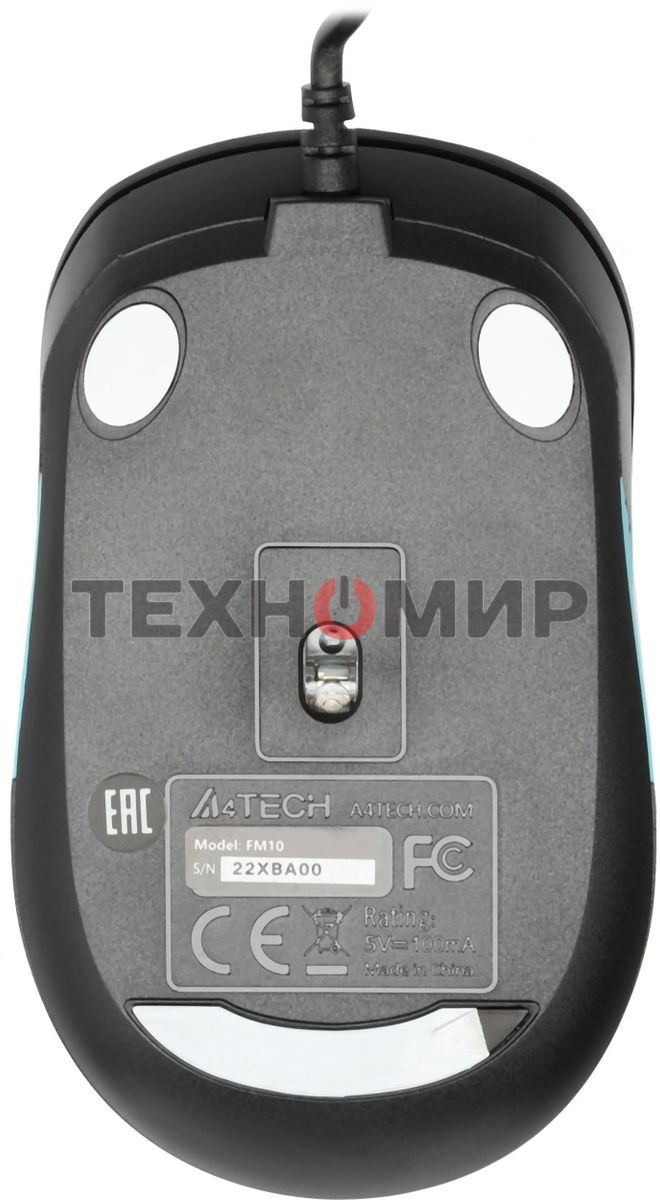 Мышь проводная A4Tech Fstyler FM10 черный/синий, 1600 dpi, USB, кнопки - 4
