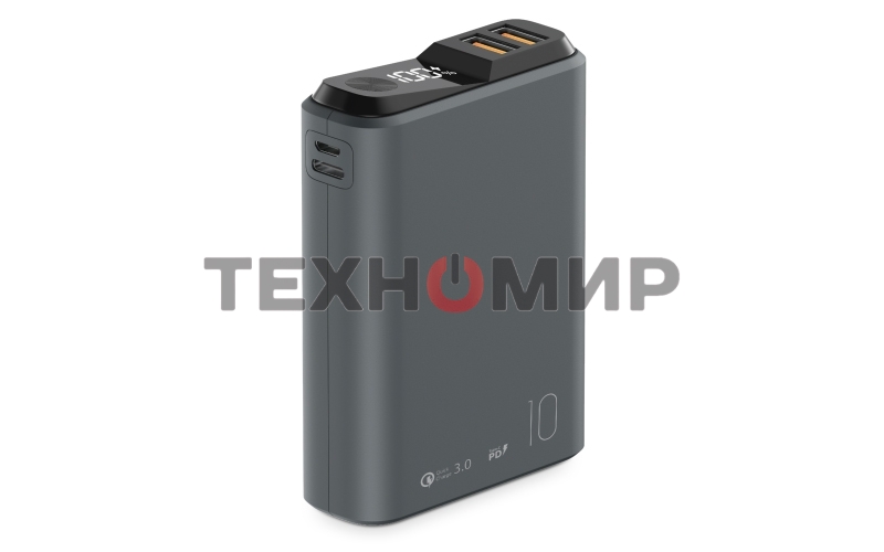 Портативный аккумулятор OLMIO QS-10, 10000mAh, 22.5W QuickCharge3.0/PowerDelivery, LCD, темно-серый