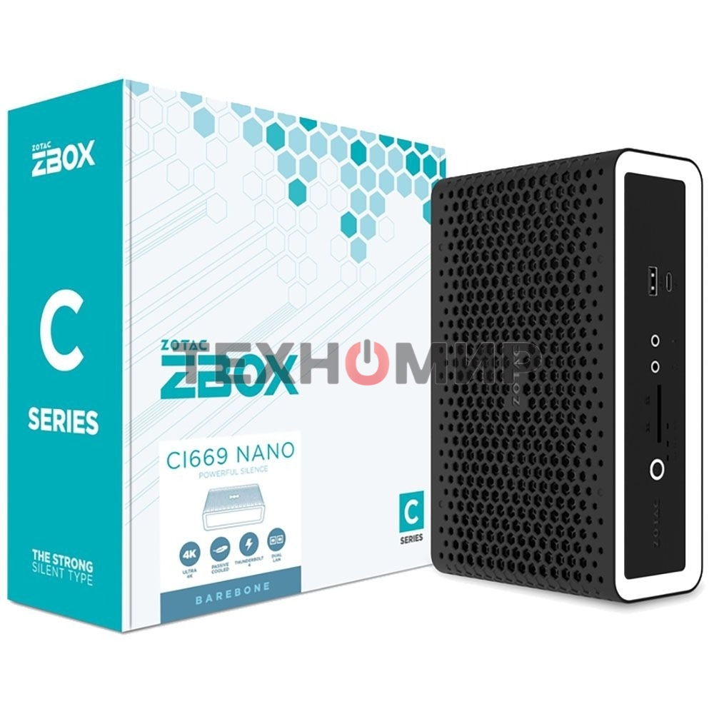 Платформа системного блока с ЦПУ Zotac ZOTAC ZBOX NANO, SFF, FANLESS, i7-1355U, 2 DDR5 SO-DIMM, M.2 SSD, 2.5