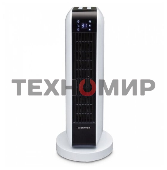 Тепловентилятор 4802BR BRAYER, 2000 Вт, 2 уров.мощ, вращ.корп 35°, LED-диспл, пульт ДУ, таймер