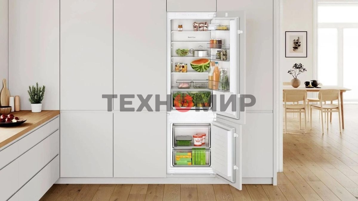 Встраиваемый холодильник Bosch Serie 2 KIV87NSE0 белый, 2-хкамерн., 200/70 л., морозилка снизу, капельное размораживание