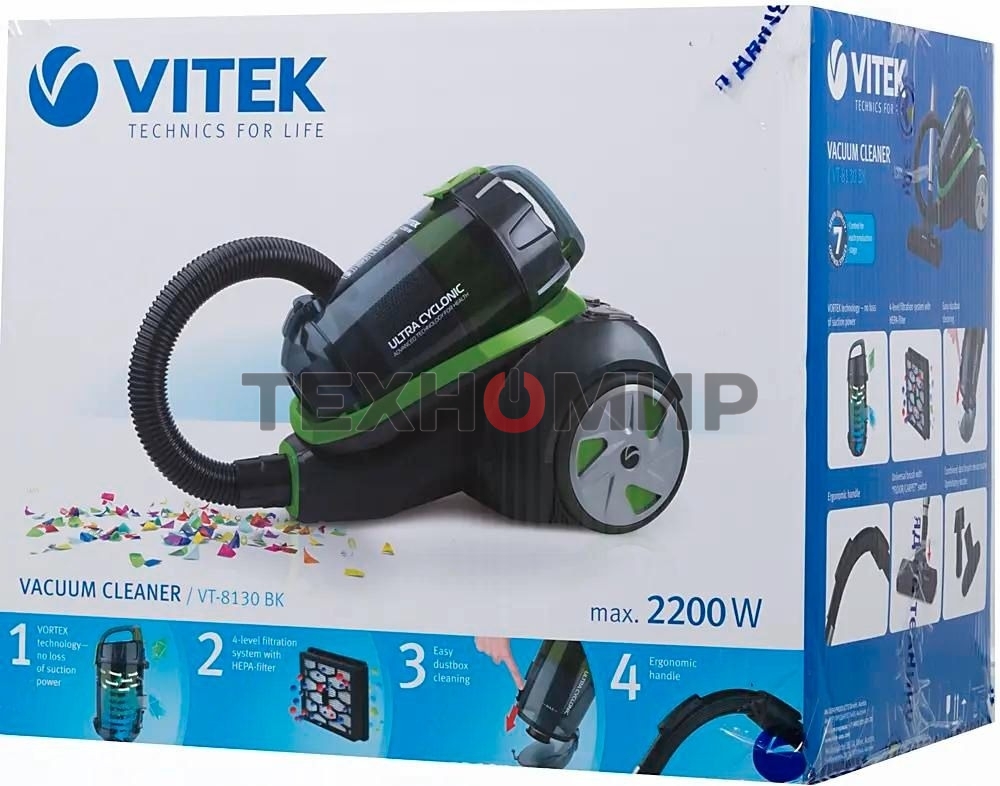 Пылесос Vitek VT-8130 BK 2200Вт зеленый/темно-синий