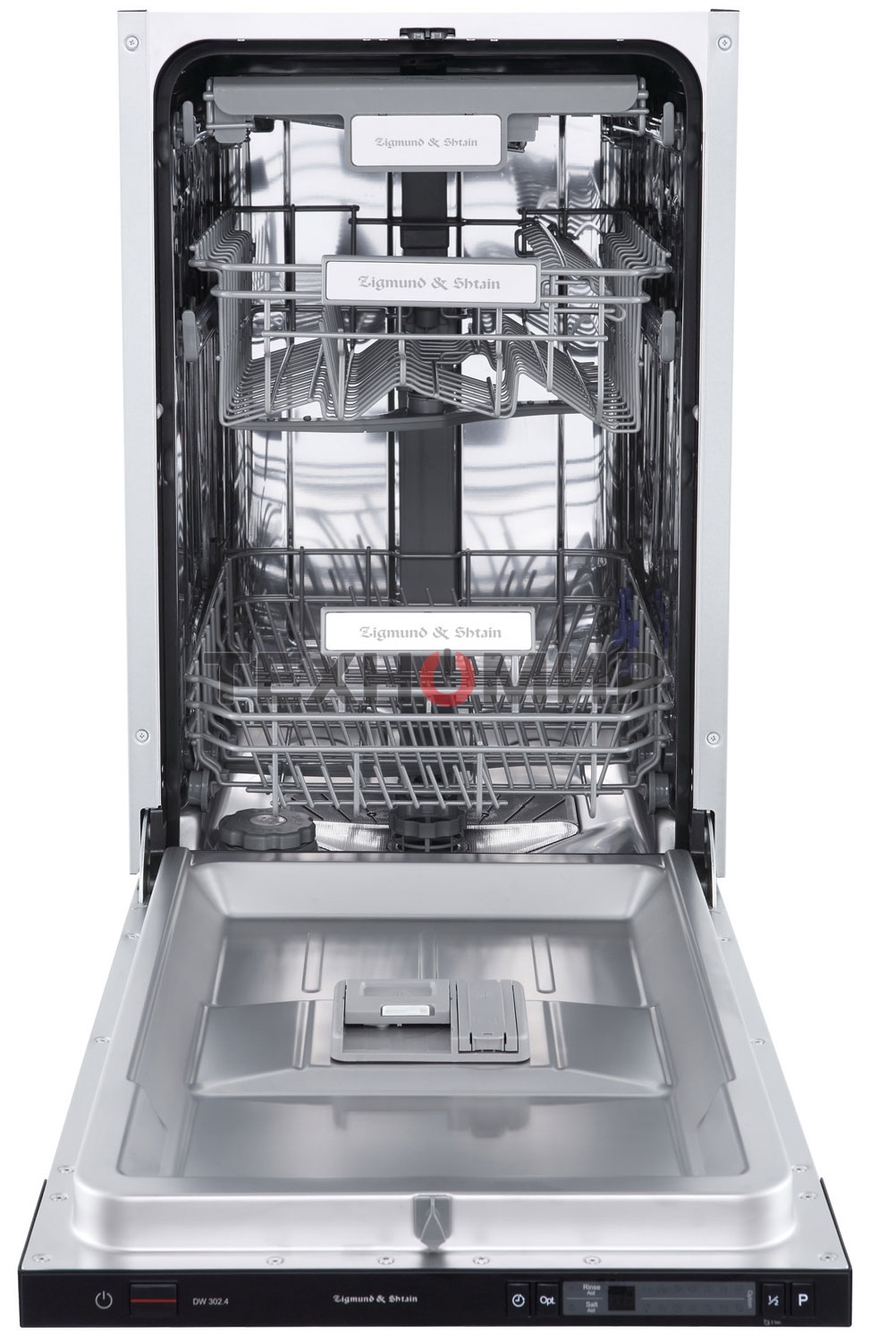 Встраиваемая посудомоечная машина Zigmund & Shtain DW 302.4, черный, 44.8 см, 10 компл., 44 дБ, класс A+++