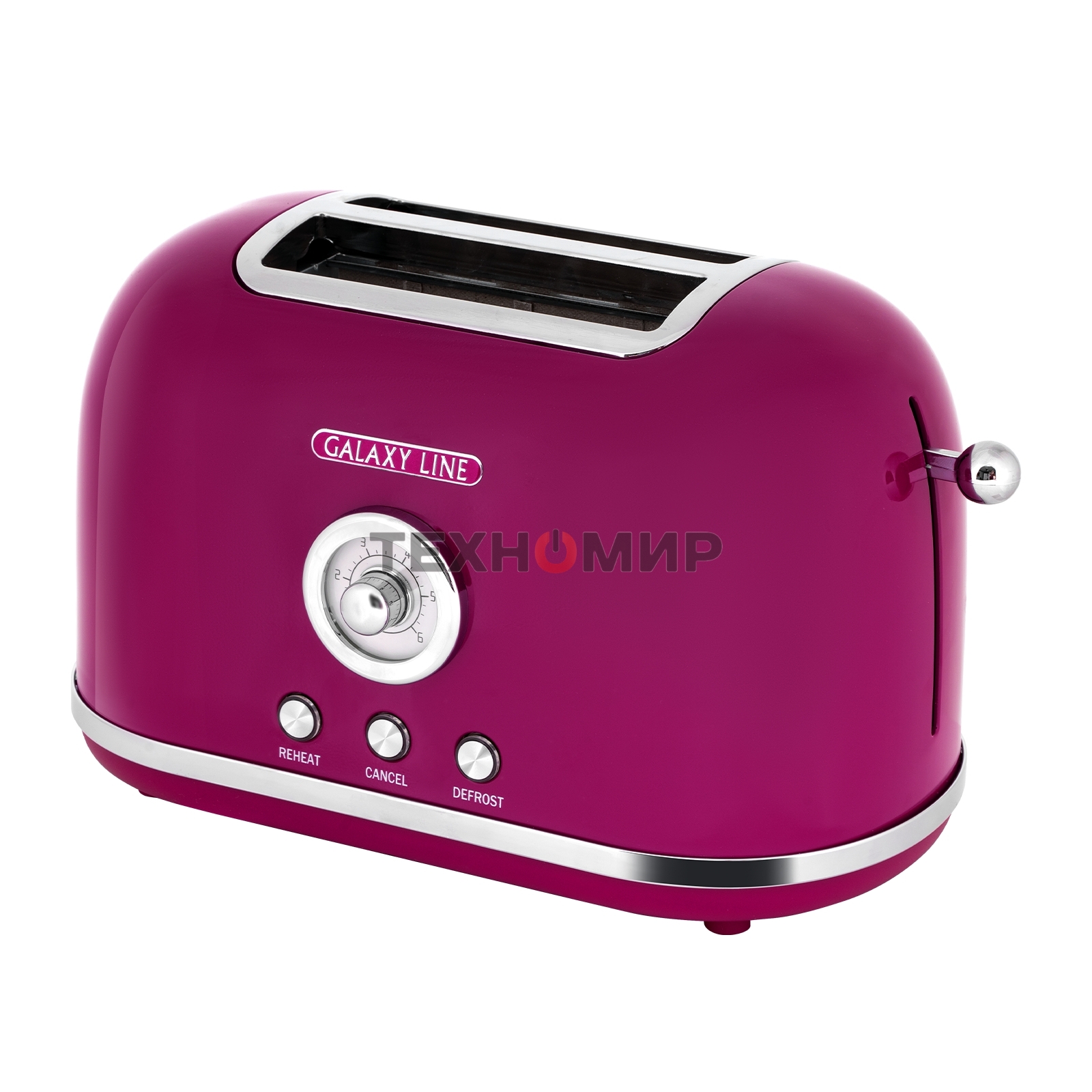Тостер Galaxy Line GL 2916, малиновый джем, металл, 900 Вт, 6 степеней поджарки