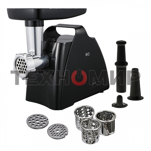 Мясорубка электрическая BQ MG1006 черный, 2100 Вт, 2.4 кг/мин, реверс, защита от перегрузки, насадки - 7