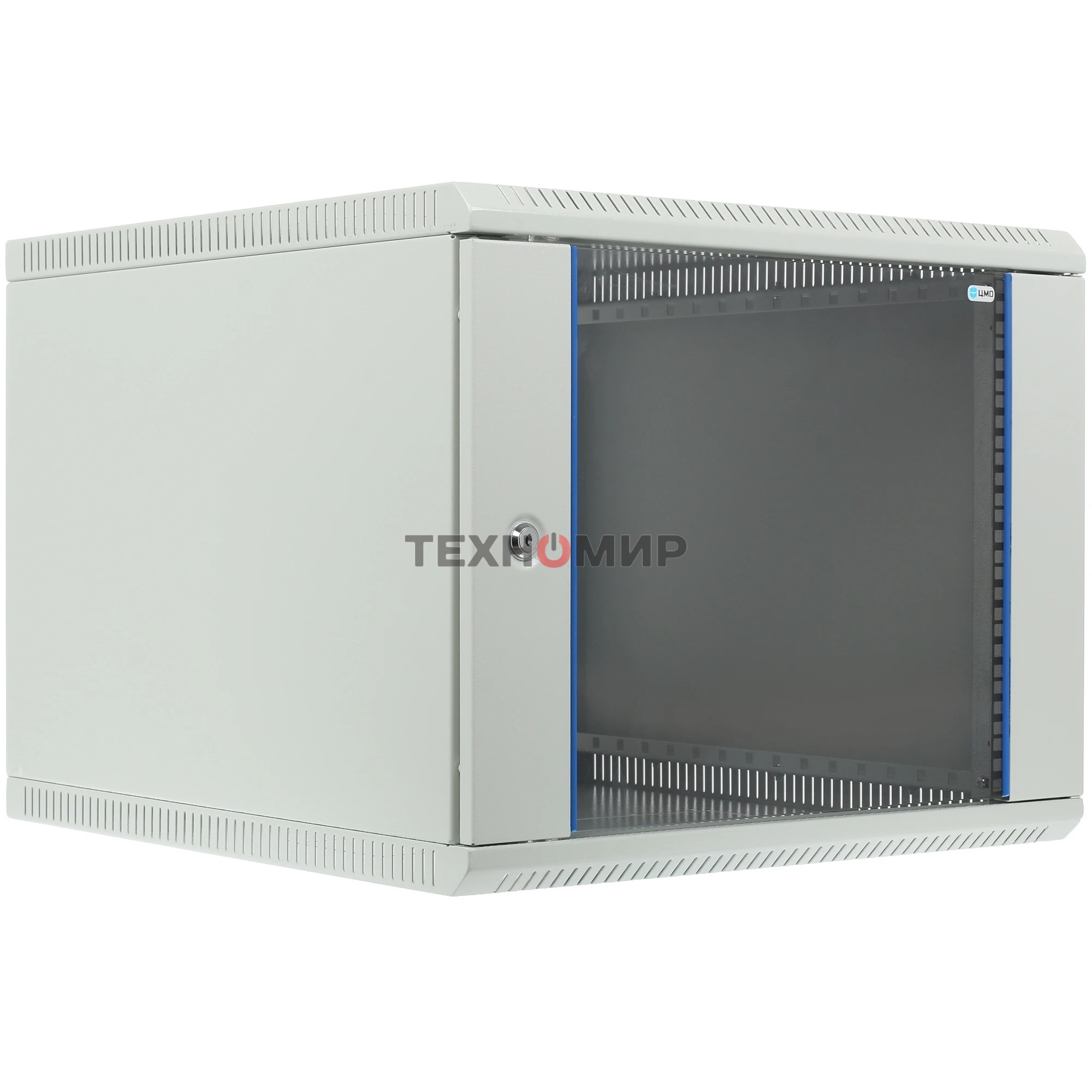 Шкаф настенный ЦМО ШРН-Э-9.650 9U 600x650мм пер.дв.стекл несъемные бок.пан. серый