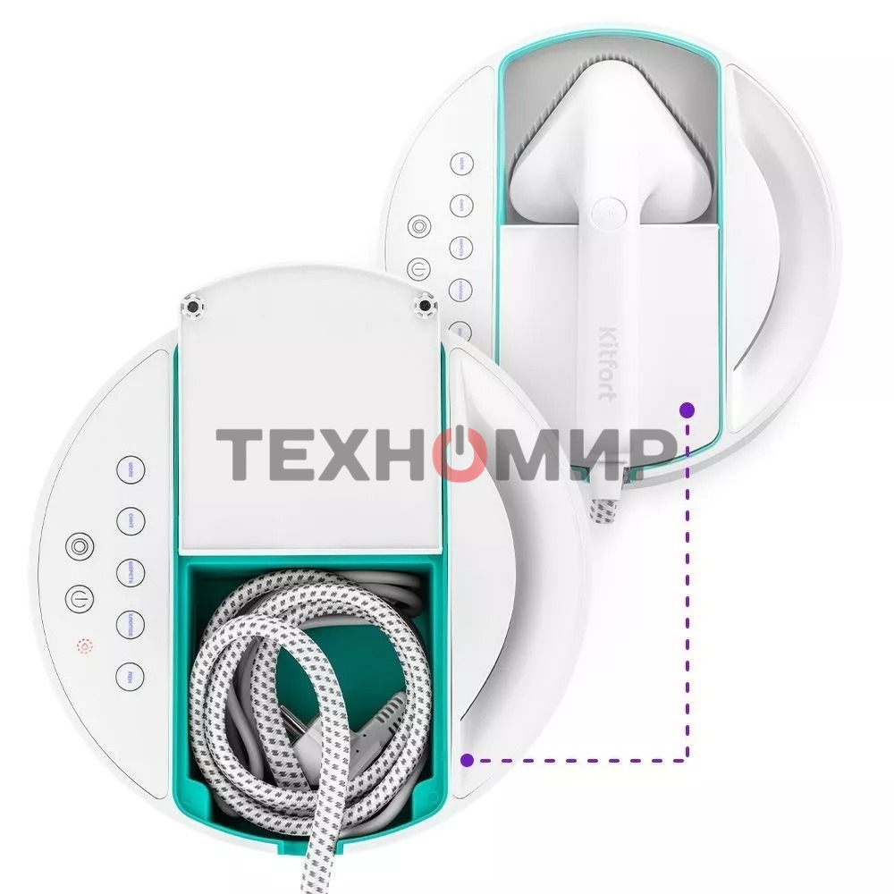 Отпариватель Kitfort КТ-9110-3 белый/бирюзовый, 2180 Вт, 45 г/мин, 600 мл