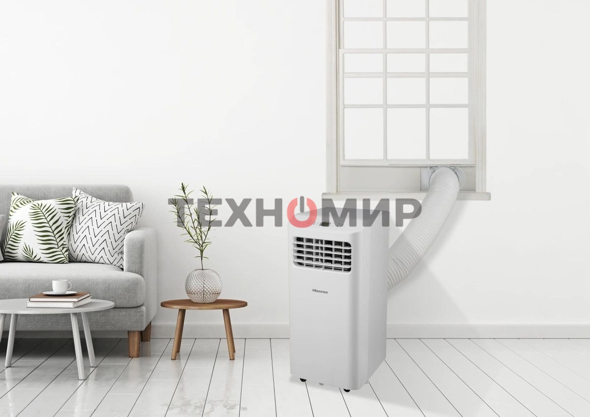 Кондиционер мобильный Hisense AP-09CR4GKVS00 9000 BTU, 17 м², 52 дБ, охлаждение, осушение, белый