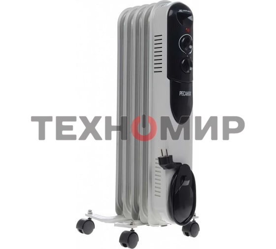 Обогреватель масляный Ресанта ОМПТ- 5Н (5 секций), белый, 1000 Вт, 10 м2, термостат 67/3/2