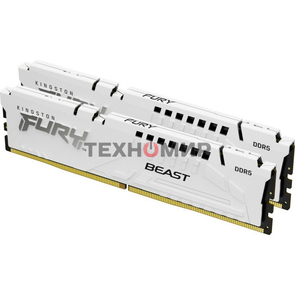Оперативная память Kingston Fury Beast, DDR5, 32Gb (2x16GB), 6000MHz, CL36, DIMM, с радиаторами, белый