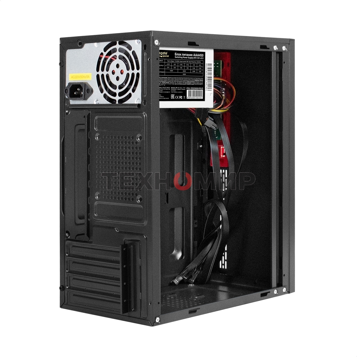 Компьютерный корпус Minitower ExeGate BAA-403-AAA350 (mATX, БП AAA350 с вент. 8см, 2*USB, HD Audio, черный)