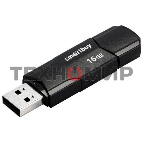 Флешка USB SmartBuy CLUE Black (SB16GbCLU-K), 16Gb, USB 2.0, R/W 15/8, черный