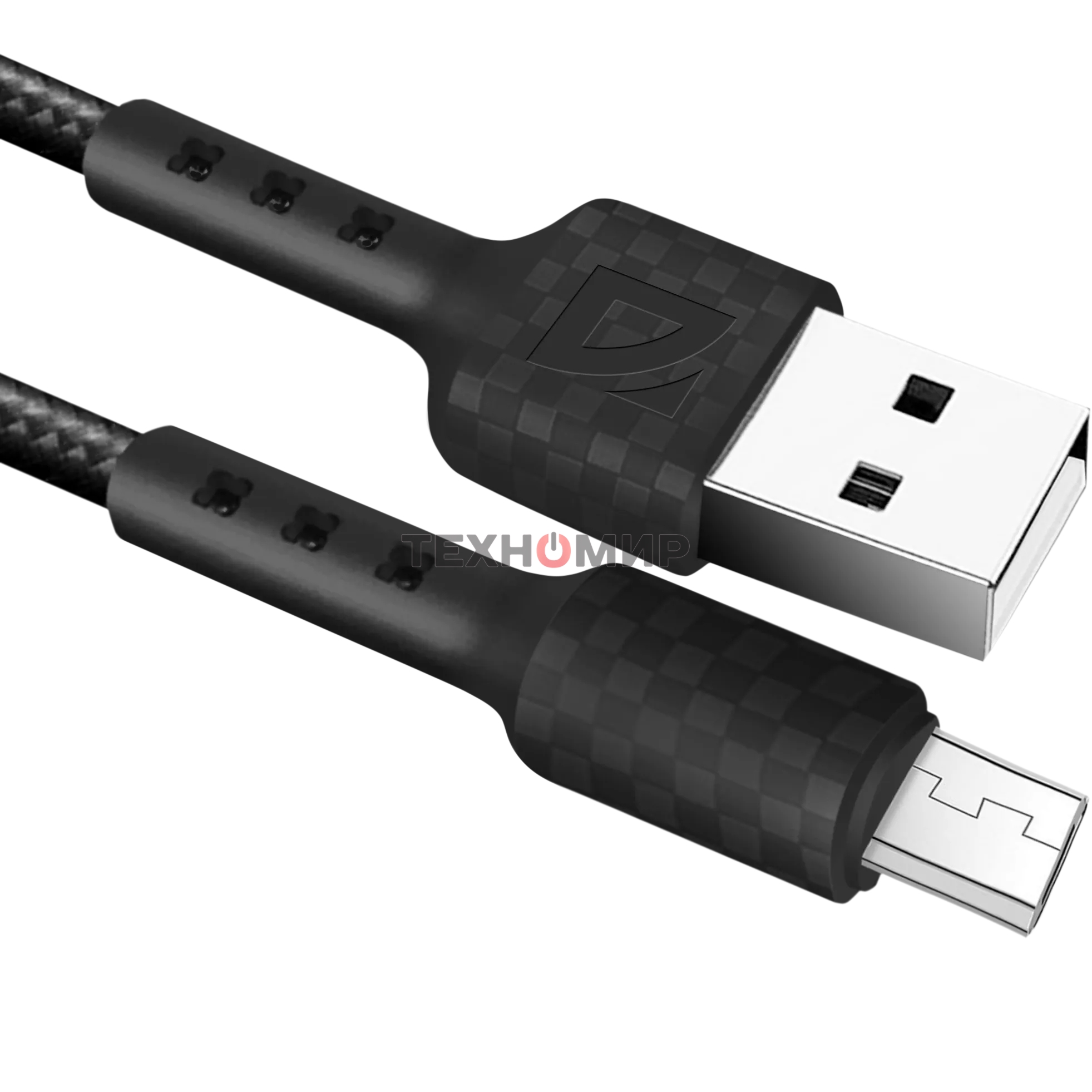 Кабель Defender F181, USB 2.0 (AM) - microUSB 2.0 (BM), 1 м, 2.4А, нейлоновая оплетка, черный