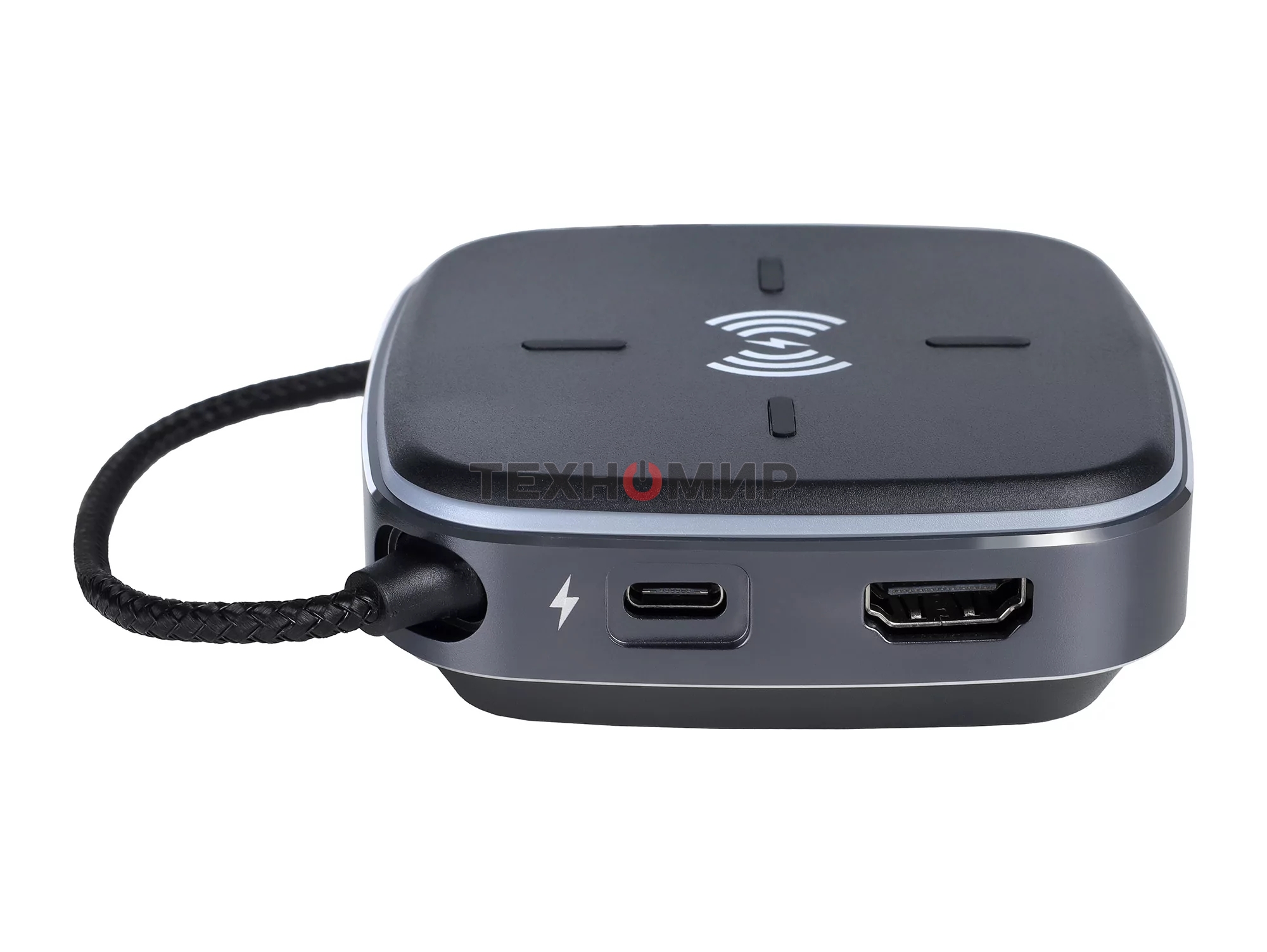 Многофункциональная док-станция Intrend ITACS-9W Type-C с беспроводной зарядкой 3 встроенных высокоскоростных USB 3.0, встроенный высокоскоростной TF и SD карт ридер, разъем RJ-45 для подключения к локальной сети HDMI 4K/30Hz, 60W Power Delivery порт,