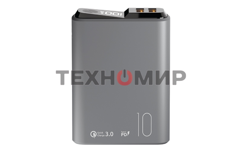 Портативный аккумулятор OLMIO QS-10, 10000mAh, 22.5W QuickCharge3.0/PowerDelivery, LCD, темно-серый