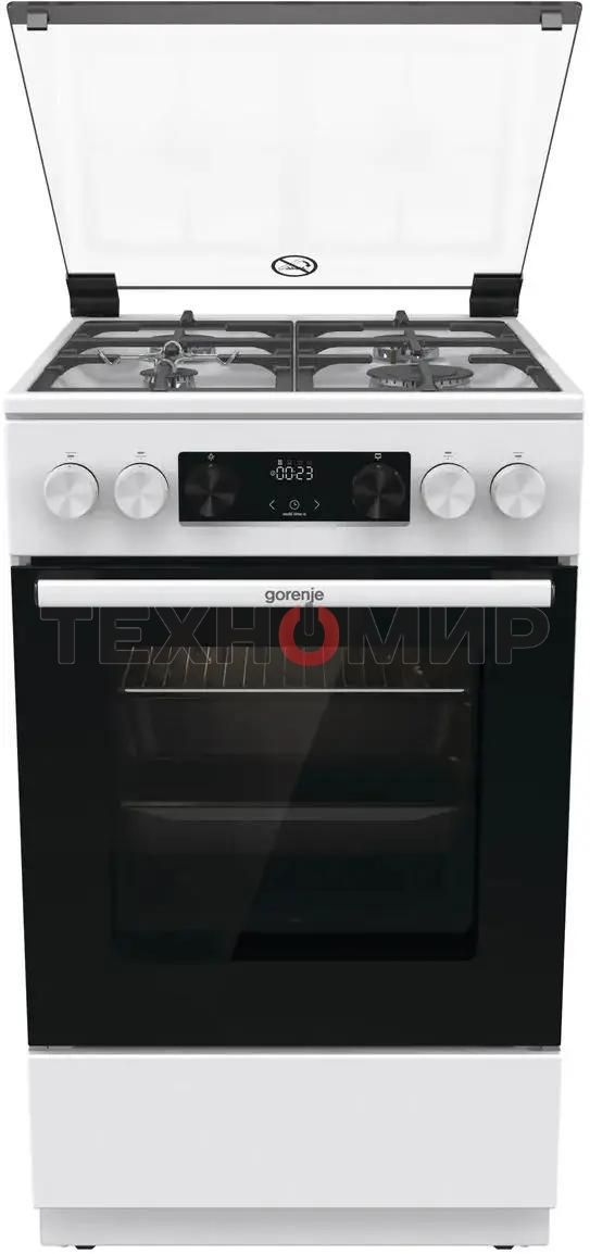 Плита Газовая Gorenje GGI5C22WF, газовая духовка, стеклянная крышка, чугун, белый