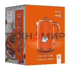Чайник электрический Galaxy Line GL 0351, апельсиновый фреш, металл, 2200 Вт, 1.7 л
