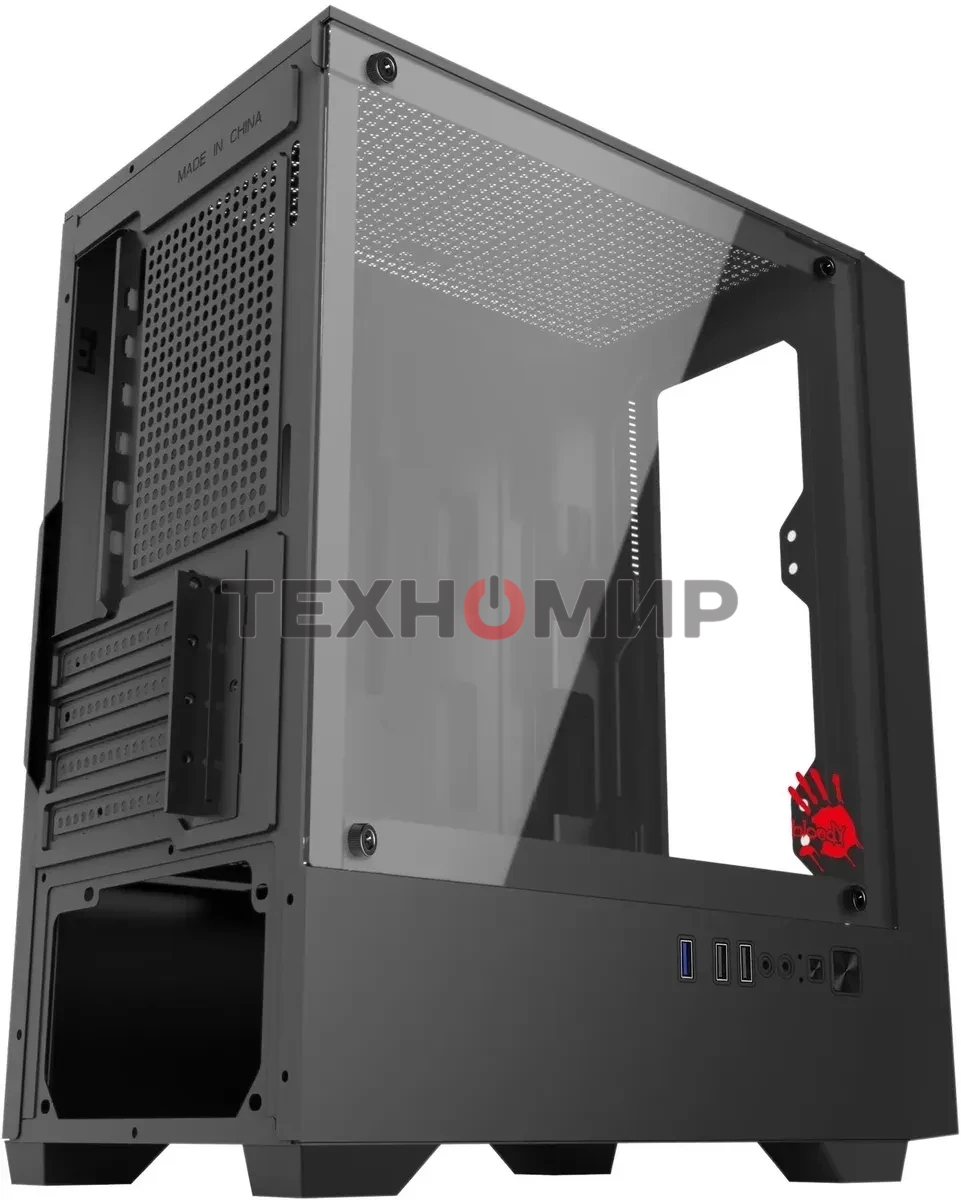 Компьютерный корпус Bloody CC-123 черный без БП mATX 8x120мм 2xUSB2.0 1xUSB3.0 audio bott PSU