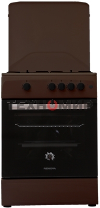 Плита газовая Renova SG6G-BR коричневый, конфорок 4 шт, духовка 70 л, 60 см x 85 см x 60 см