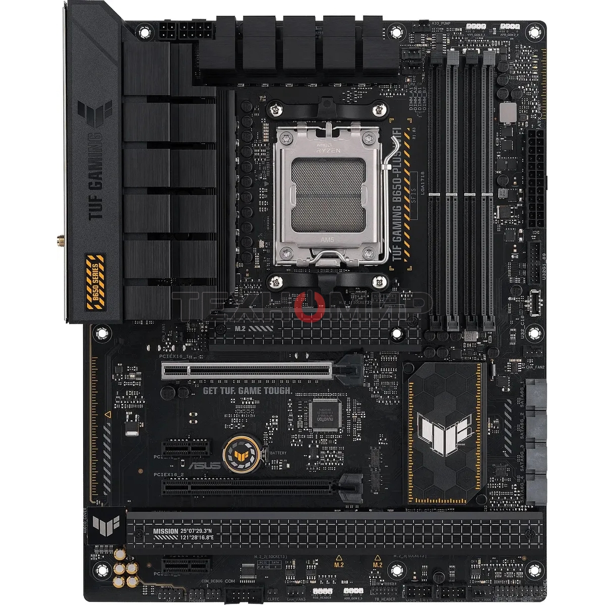 Материнская плата ASUS TUF GAMING B650-PLUS WIFI, AM5, AMD B650, 4xDDR5, 4xSATA, 3xM.2, 1xPCI-E 4.0 x16, 1xPCI-E 4.0 x4, 2xPCI-E x1, 1xHDMI, 1xDP, 1x 2.5Gb LAN, 2xUSB-A 3.2 Gen 2, 4xUSB-A 2.0, 1xUSB-C 3.2 Gen 2, 5x3.5 мм, 7.1, ATX