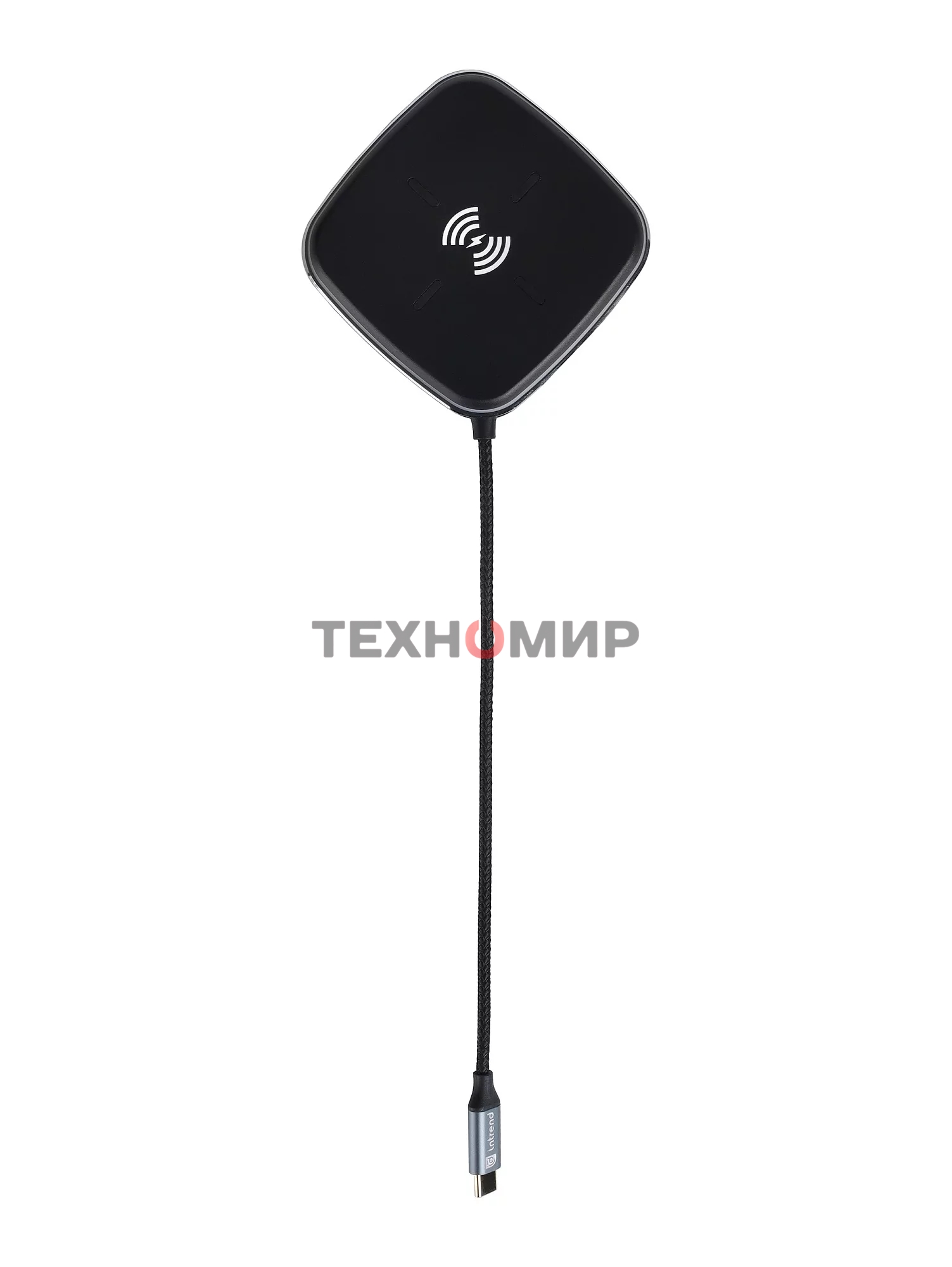 Многофункциональная док-станция Intrend ITACS-9W Type-C с беспроводной зарядкой 3 встроенных высокоскоростных USB 3.0, встроенный высокоскоростной TF и SD карт ридер, разъем RJ-45 для подключения к локальной сети HDMI 4K/30Hz, 60W Power Delivery порт,