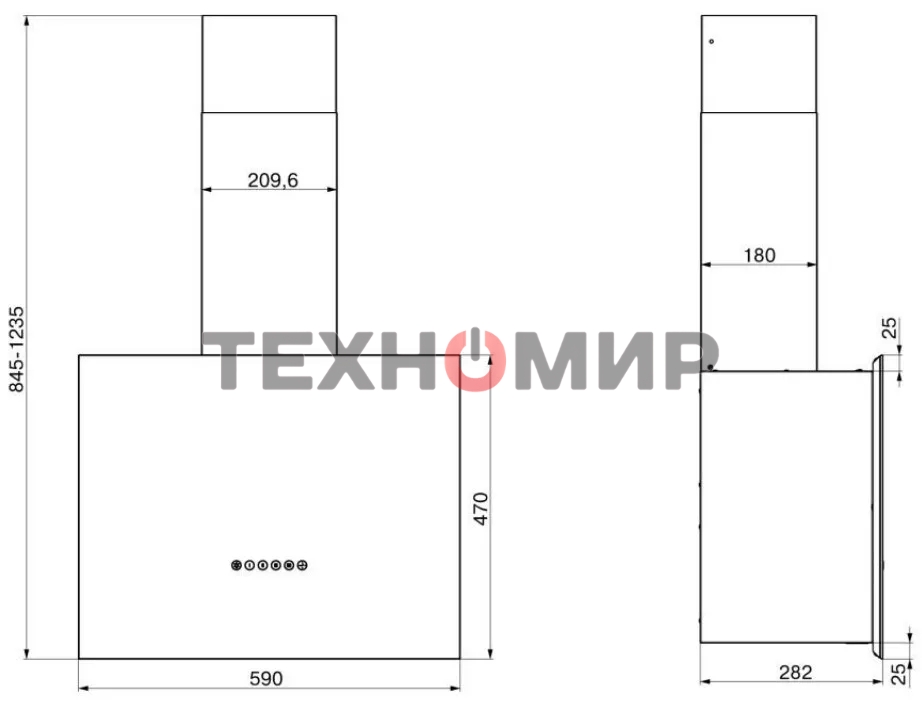 Вытяжка каминная Elikor Метеорит 60П-700-Э4Д белый, 60 см, 700 куб. м/ч, 52 дБ