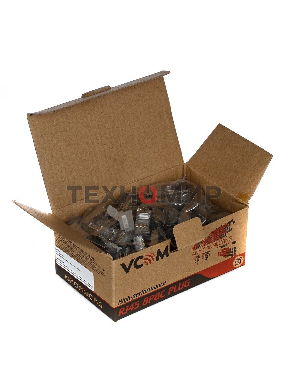 Коннектор VCOM RJ-45 для FTP кабеля 5 кат. экранированный, 100 шт,