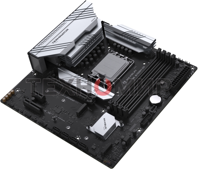 Материнская плата Maxsun Terminator B760M D5 WIFI, LGA 1700, Intel B760, 4xDDR5, 4xSATA, 3xM.2, 1xPCIe 5.0 x16, 1xPCIe x4, 1xPCIe x1, 1xHDMI, 1xDP, 1x 2.5Gb LAN, 6xUSB 2.0, 2xUSB 3.2 Gen 2, 3x3.5 мм, 5.1, mATX